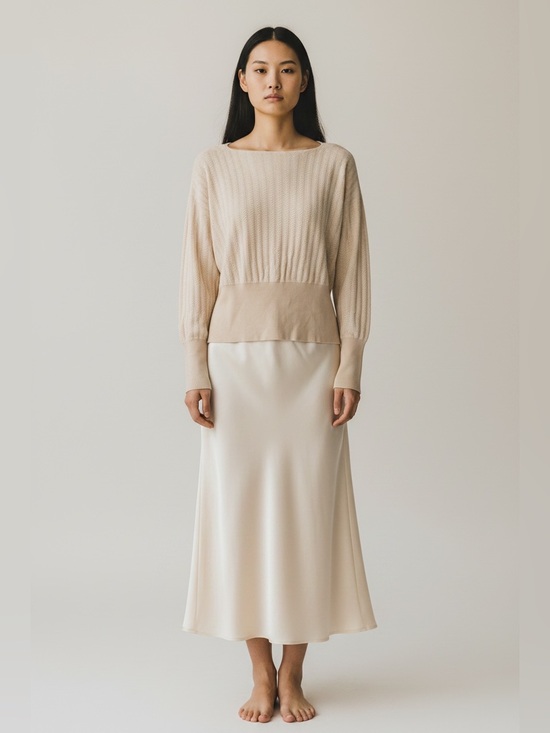 MM Lafleur Sweaters - MM Lafleur Cotton Knit Boatneck sweater beige neutral minimal classic business L